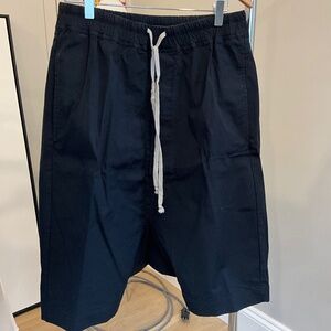 Rick Owens black oversized shorts long drawstring, Authentic made in Italy.